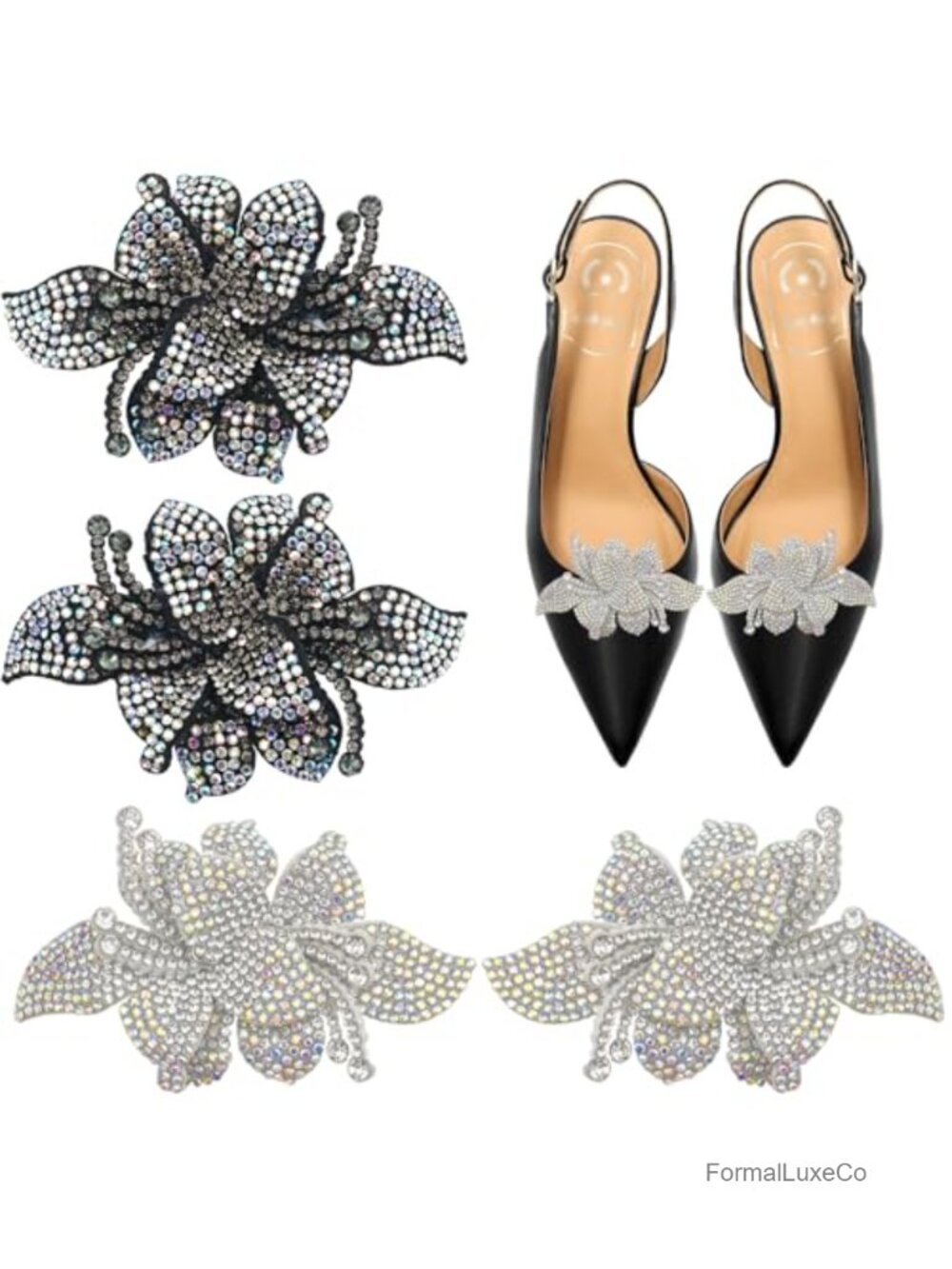 Rhinestone Flower Shoe Clips Crystal Floral Embellishments for Heels